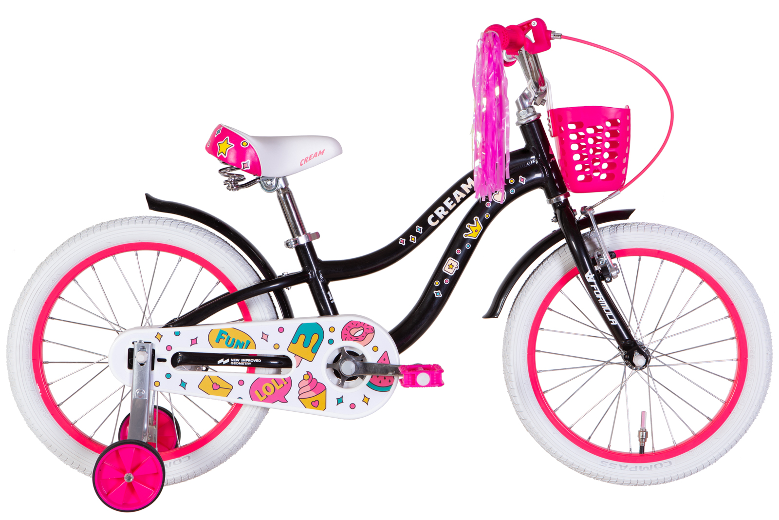 Bērnu velosipēds AL 18" Formula TopVelo CREAM BH rāmis-9" melns ar rozā Bērnu velosipēds AL 18" Formula TopVelo CREAM BH rāmis-9" melns ar rozā