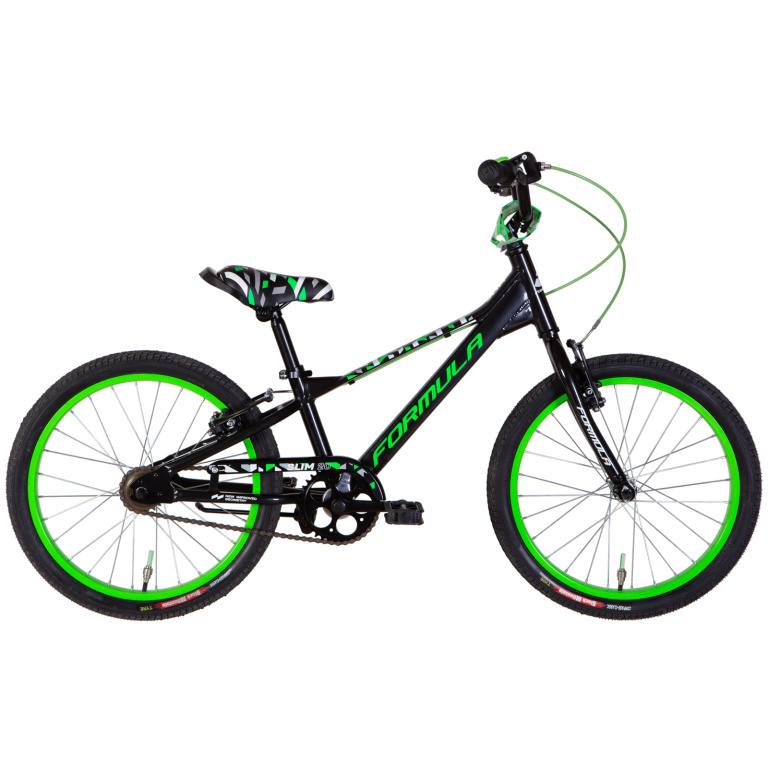 Bērnu velosipēds AL 20" Formula SLIM Vbr rāmis-10" melns-zaļš ar atbalsta kāju un zvanu