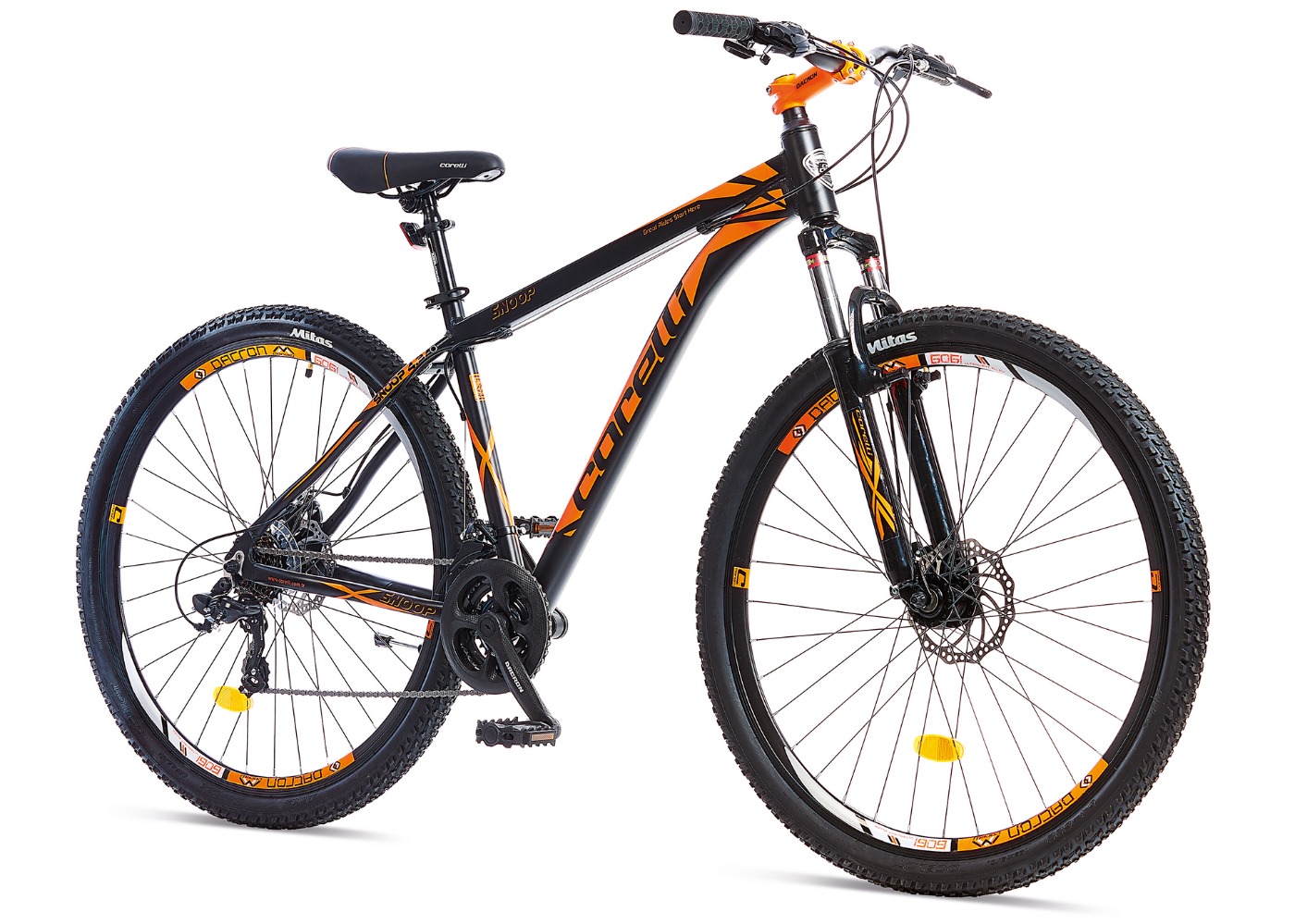 Corelli 24" MTB MAN MD BRAKE 24 SPEED SNOOP 4.2 WHEELS:24 FRAME:14 BLACK NEON ORANGE Corelli 24" MTB MAN MD BRAKE 24 SPEED SNOOP 4.2 WHEELS:24 FRAME:14 BLACK NEON ORANGE