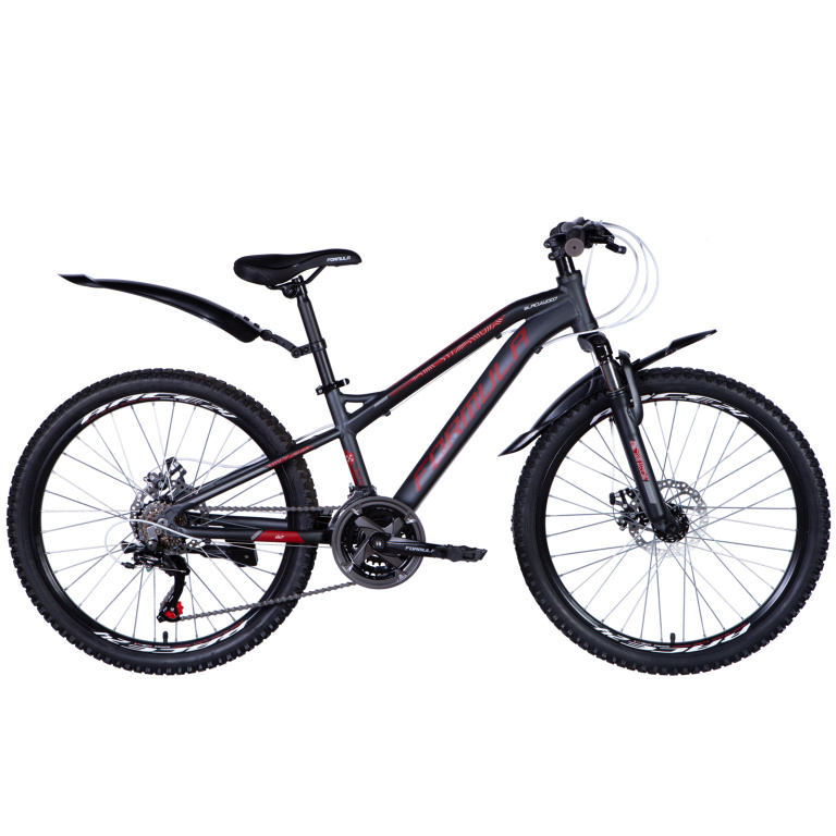 MTB velosipēds 24" Formula TopVelo BLACKWOOD 1.0 DD rāmis-32 cm melns-sarkans (matēts)