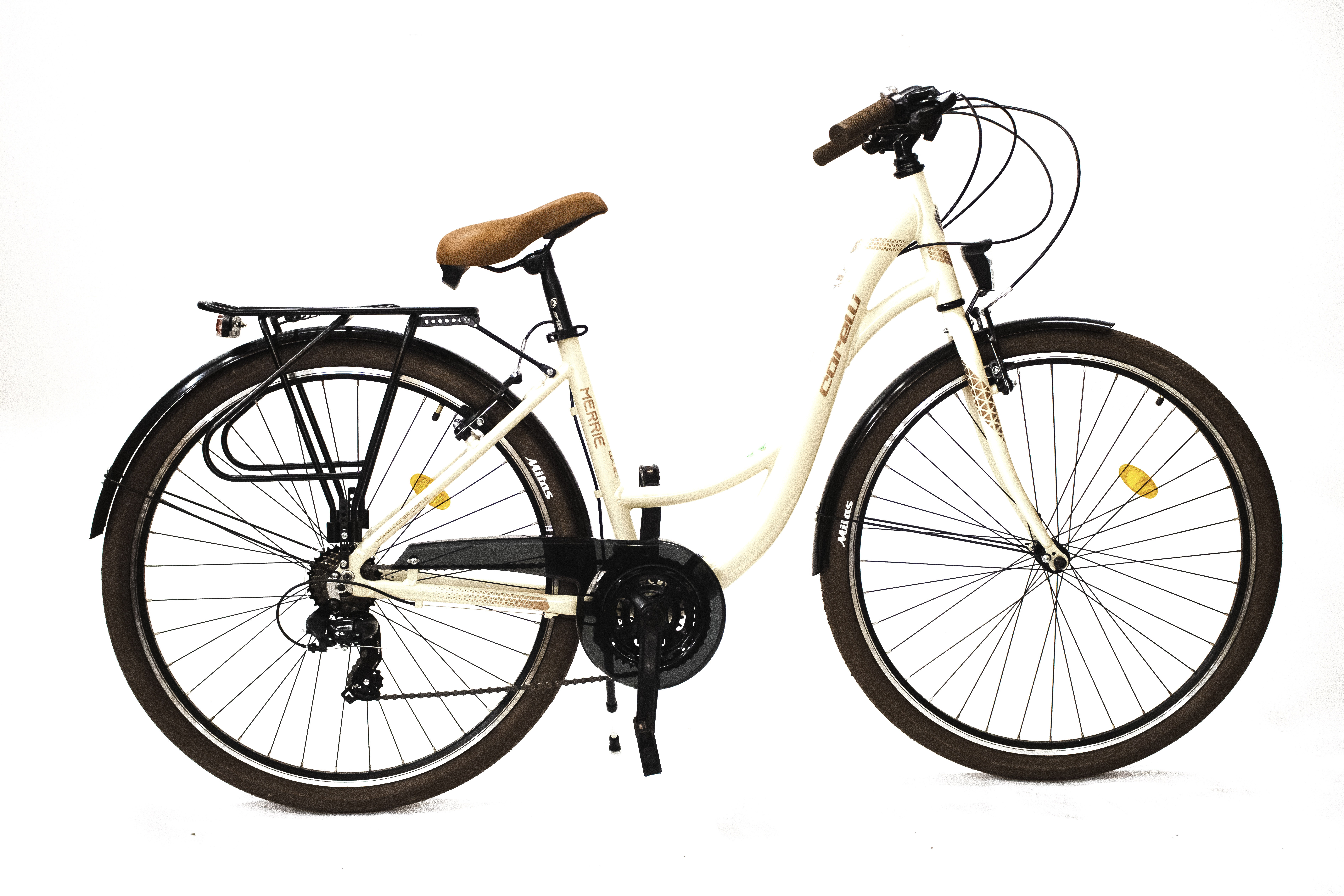 Pilsētas Velosipēds Corelli Merrie 24" -41cm balts - brūns Pilsētas Velosipēds Corelli Merrie 24" -41cm balts - brūns