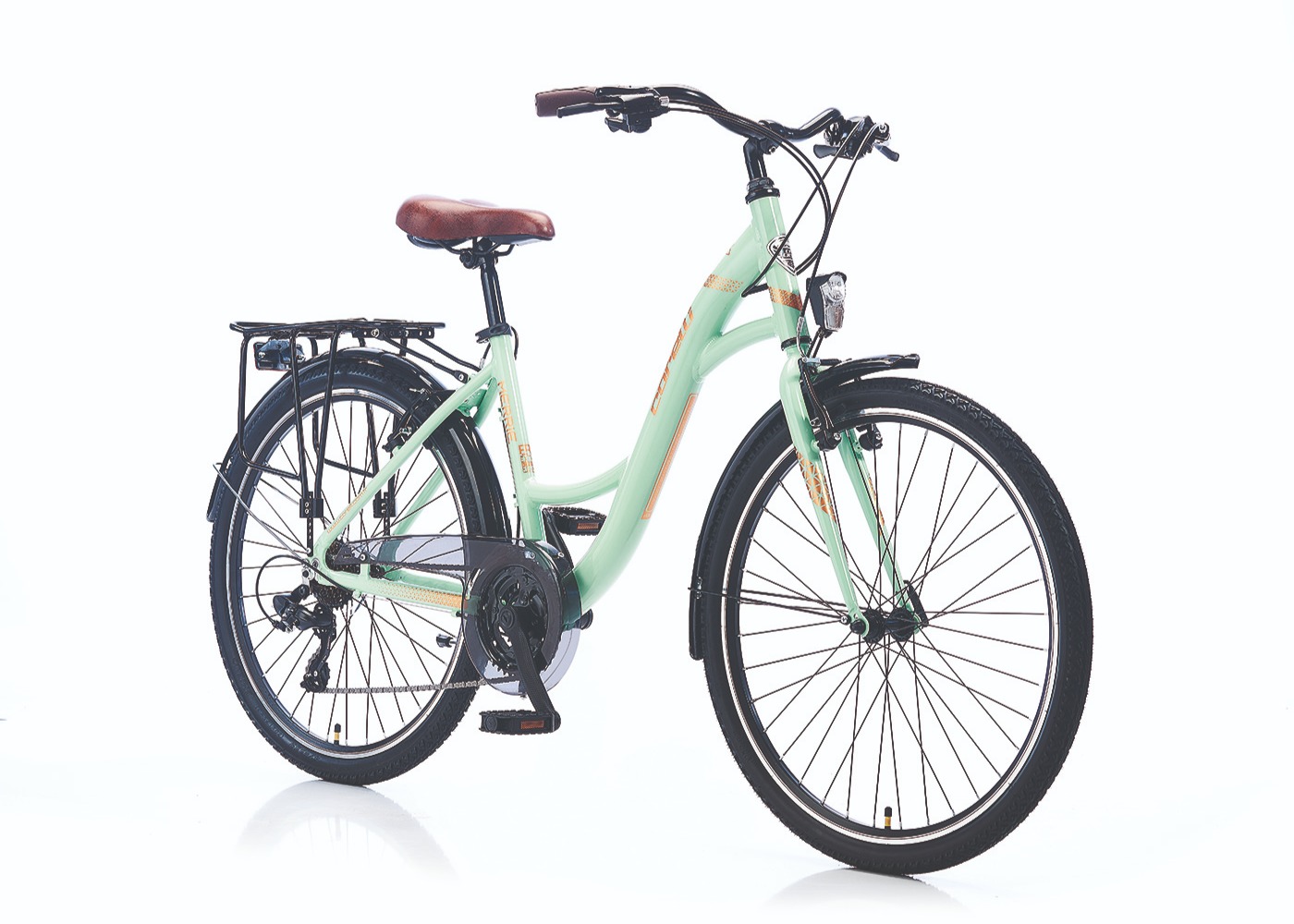 Sieviešu velosipēds Corelli merrie 28'' - 44cm zaļš - brūns Sieviešu velosipēds Corelli merrie 28'' - 44cm zaļš - brūns