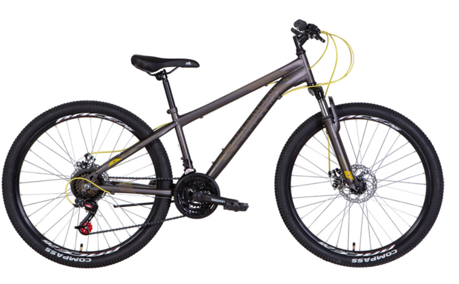 Velosipēds Discovery RIDER AM DD 26" 16" 2022 Tumši sudraba ar dzeltenu (matēts) Velosipēds Discovery RIDER AM DD 26" 16" 2022 Tumši sudraba ar dzeltenu (matēts)