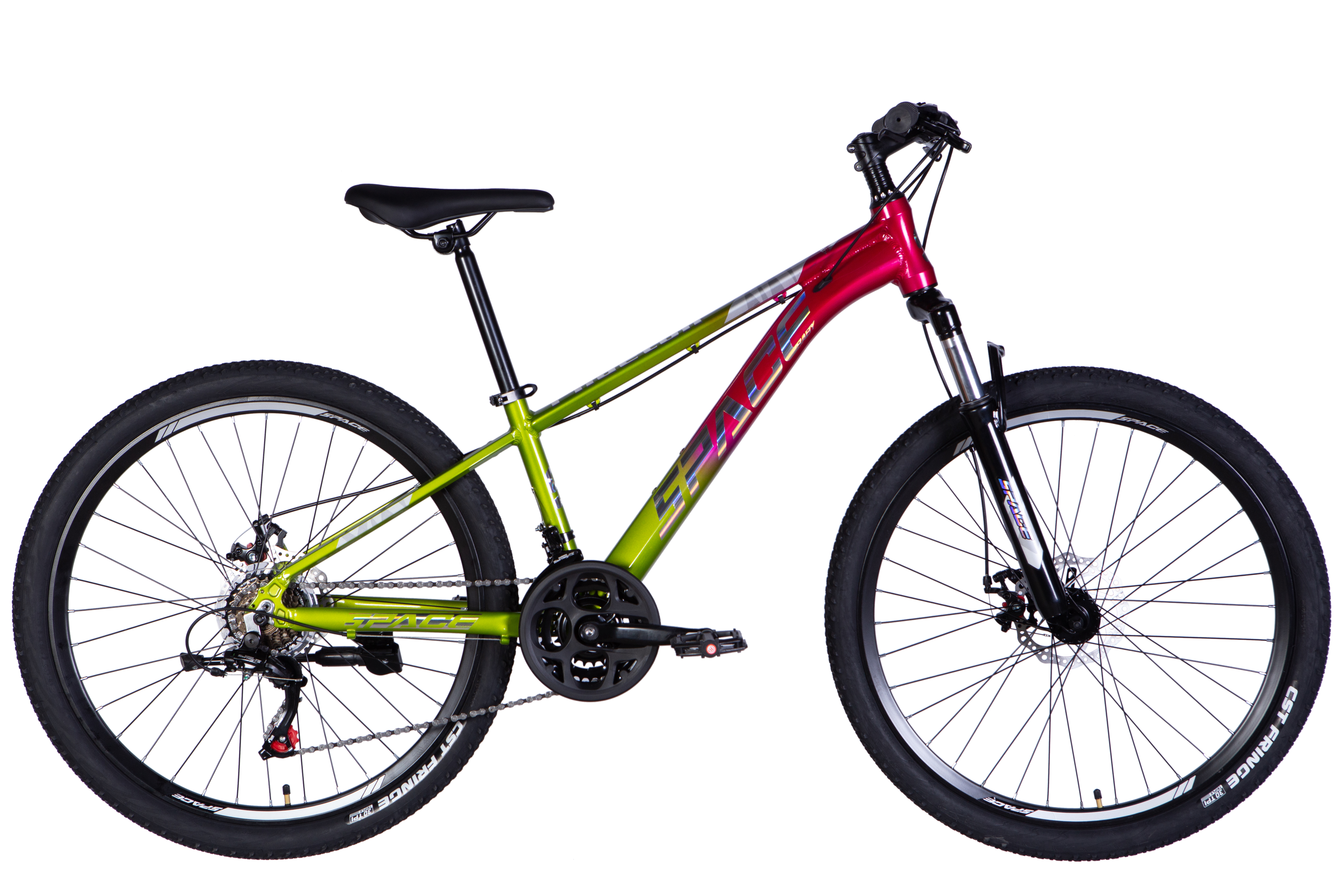 Kalnu velosipēds Formula SPACE PHAETON DD FR 26″ rāmis 13″ zaļš‑rozā 2025 - Image 1
