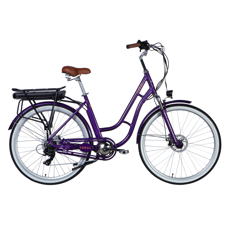 E-velosipēds 28" AL Dorozhnik CORAL DD FR rāmis - 19" 36V 12.5A*h 250W violeti zils YS 750 2025