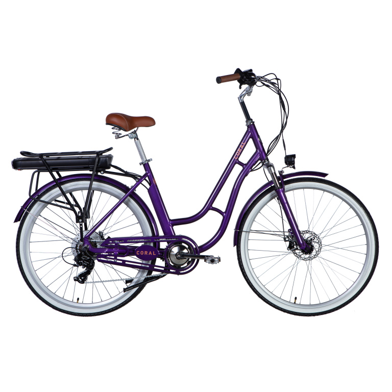 E-velosipēds 28" AL Dorozhnik CORAL DD FR rāmis - 19" 48V 12.5A*h 250W violeti zils YS 750 2025