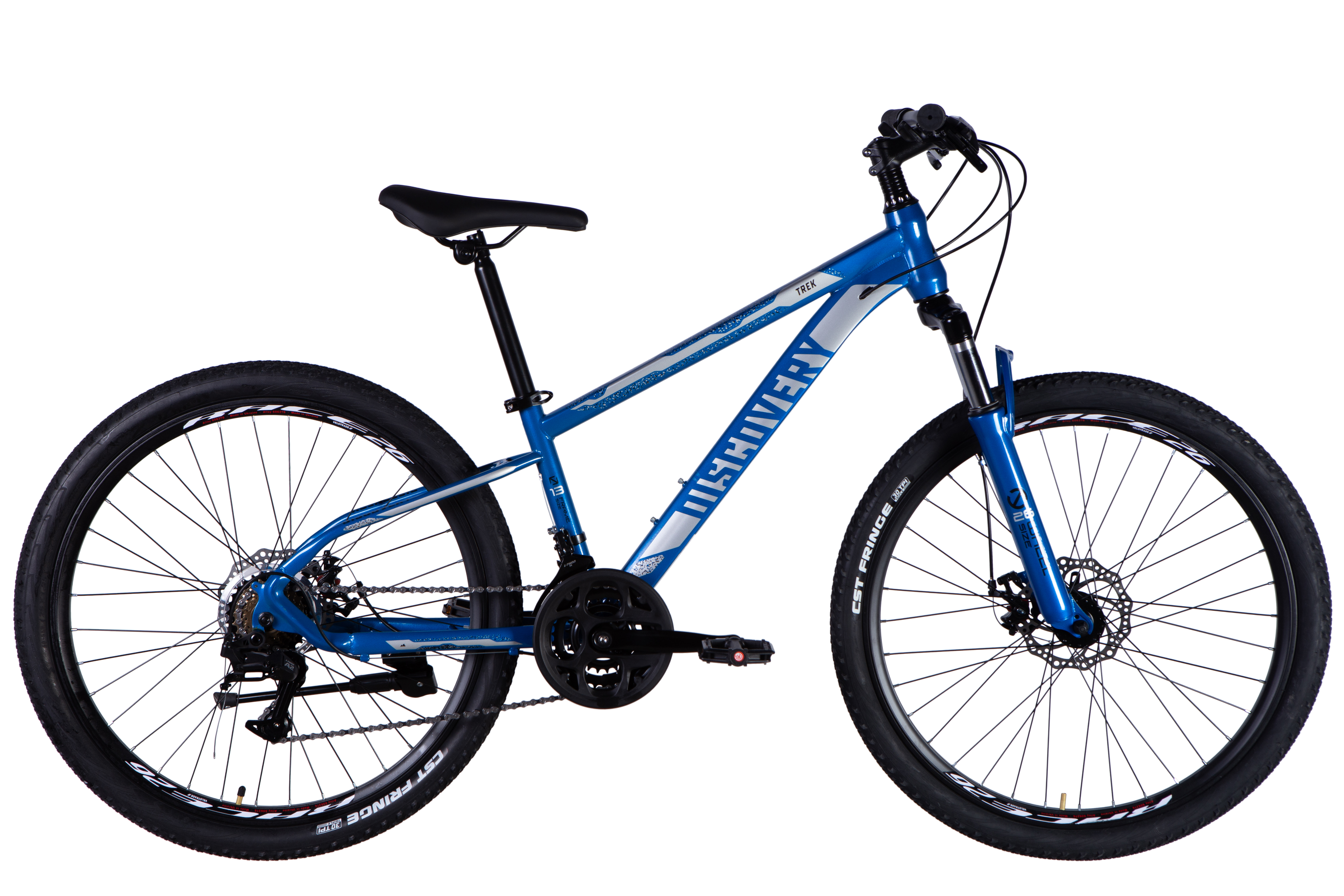 Kalnu velosipēds Discovery TREK 26″ DD FR rāmis 13″ zils/sudrabs 2025 Kalnu velosipēds Discovery TREK 26″ DD FR rāmis 13″ zils/sudrabs 2025