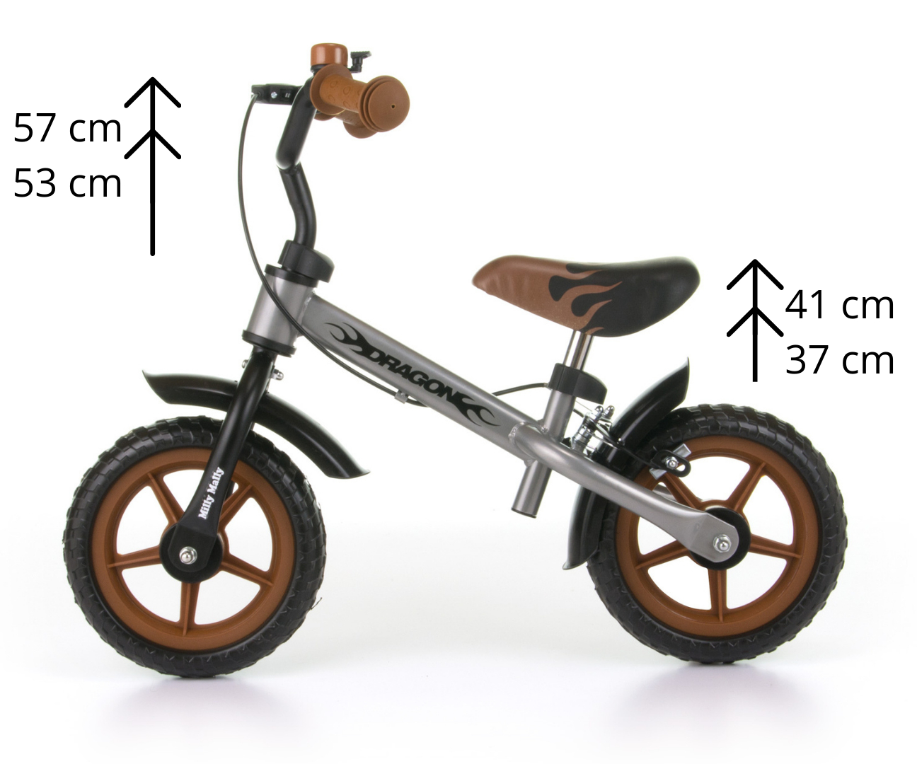 Milly Mally pastaigu velosipēds Dragon ar bremzi Classic Milly Mally pastaigu velosipēds Dragon ar bremzi Classic