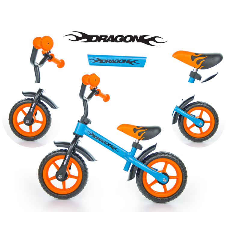 Milly Mally pastaigu velosipēds Dragon oranži zils
