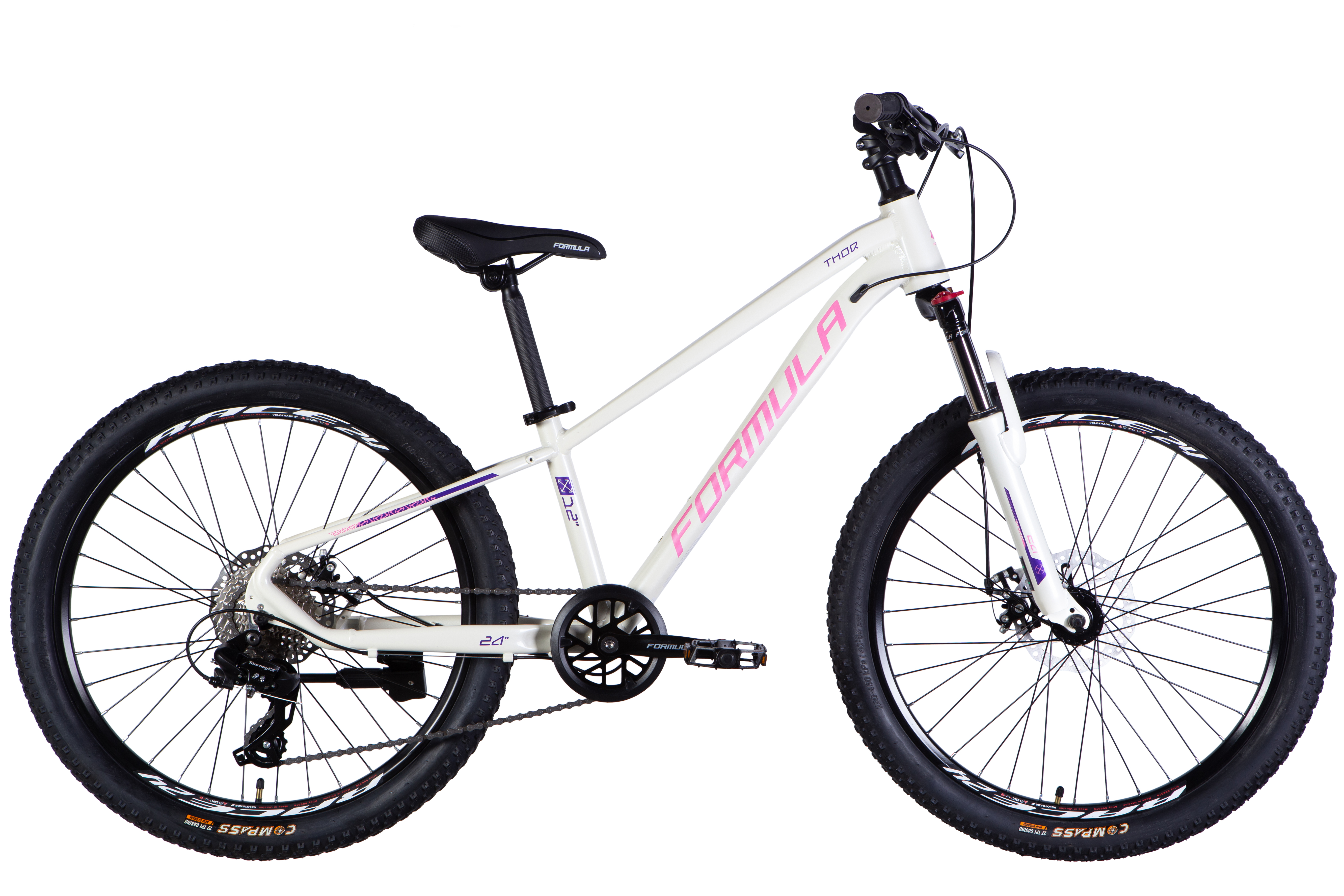 Velosipēds AL 24" Formula THOR DD CS rāmis 12" balts-rozā 2025 Velosipēds AL 24" Formula THOR DD CS rāmis 12" balts-rozā 2025