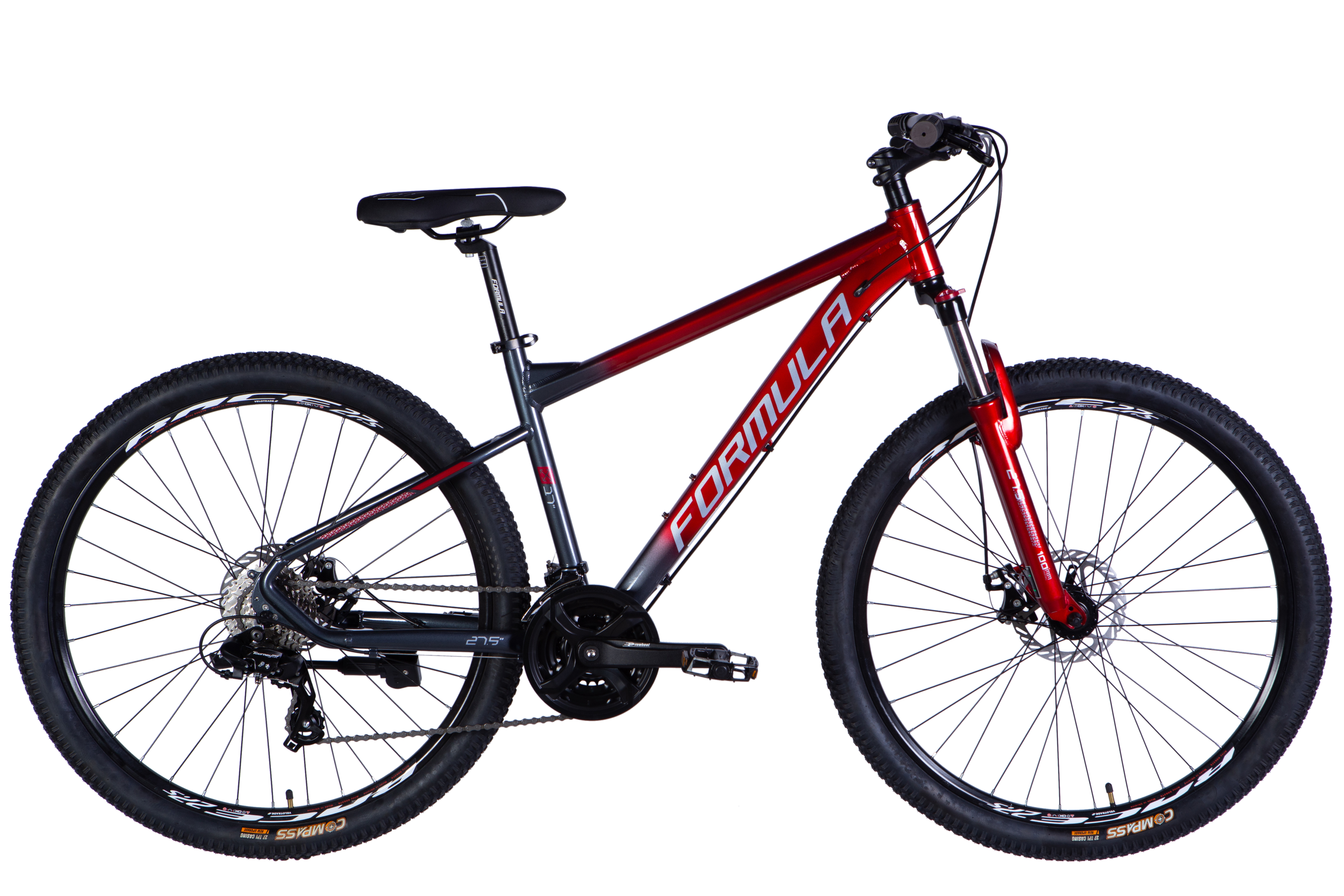 Velosipēds AL 27.5" Formula F-1 DD CS rāmis - 17" sarkans+sudrabains 2025 Velosipēds AL 27.5" Formula F-1 DD CS rāmis - 17" sarkans+sudrabains 2025