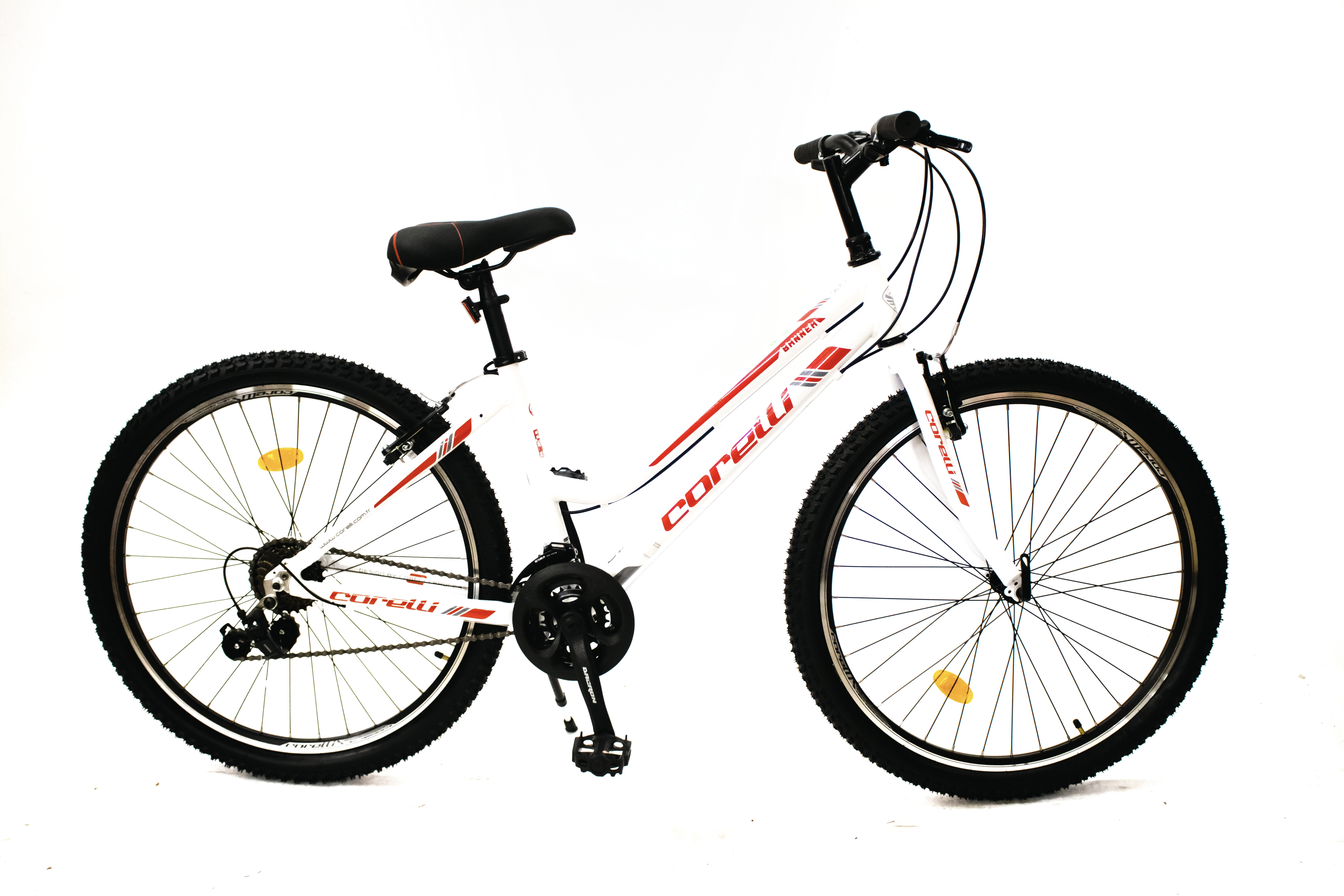 Corelli 26" MTB WOMAN V BRAKE 21 SPEED BANNER  WHEELS:26   FRAME:16    WHITE  RED