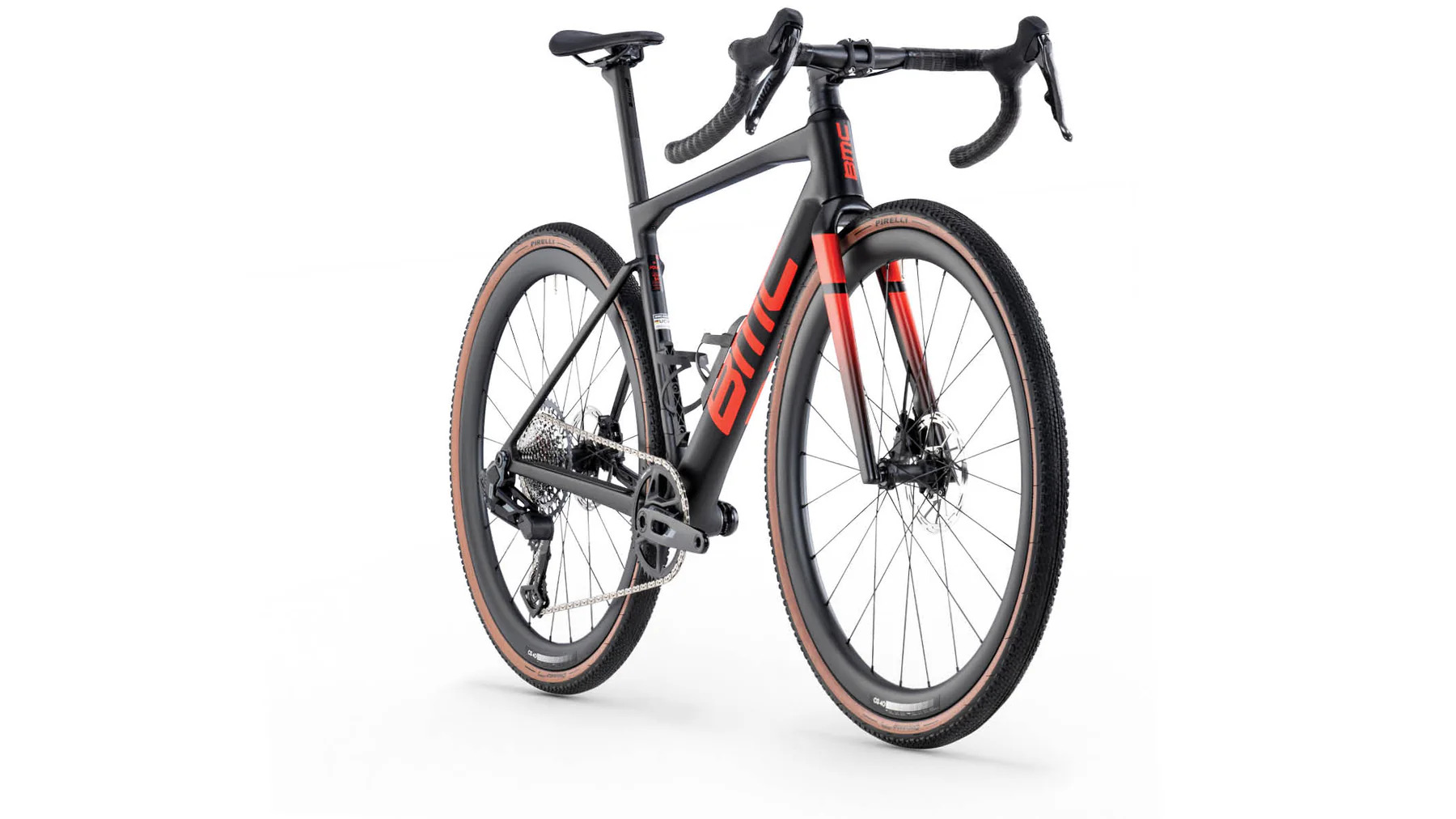 Gravel velosipēds BMC Kaius 01 FOUR Rival AXS Black/Neon Red (2026.g.) (56 CM)